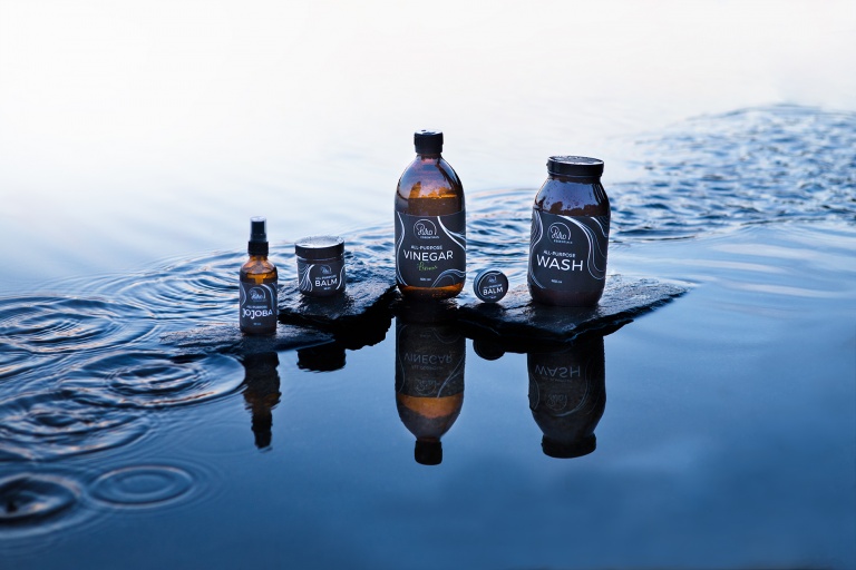 Product family shot on water